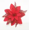 Flor de Navidad flor artificial Flor de Navidad Cabeza de flor dorada rosa Accesorios de fruta dorada para árbol de Navidad Guirnalda de vacaciones para el hogar Decoración flor artificial