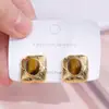 Pendientes Elegantes Antiguos Vintage Maillard Geometría Natural Ojo de Tigre Pendientes Chapados en Cobre Oro Plata Aguja Pendientes para Mujer