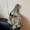 Bolsa Transversal de Menina Fofa Estilo Preguiçoso Bolsa Feminina Nova Bolsa Tote de Ombro Grande Capacidade Bolsa de Ombro para o Dia a Dia com Múltiplos Bolsos Plissada