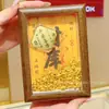 Adorno de Marco de Fotos de Tesoro de la Fortuna de Oro Puro 999, Acumulación de Riqueza Dorada, Exhibición de Posición Atractora de Fortuna y Riqueza en la Sala de Estar, Regalo de Año Nuevo