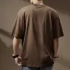 Camiseta de Manga Corta para Hombre Estilo Americano, Peso Pesado, Estampada, Otoño, Corte Holgado, Talla Grande, Manga Media, Camiseta de Marca Trendy Oversize