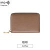 Camada Superior Couro de Vaca Porta Cartões de Organização RFID Anti-roubo Bolsa de Cartões Feminina Porta Cartões de Visita Masculina Carteira Pequena Multifuncional com Zíper