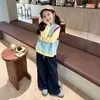 Conjunto de Roupa de Outono para Meninas 2026 Novo Modelo Crianças Único e Bonito Top de Outono, Conjunto de Duas Peças Xadrez de Alta Qualidade para Crianças Mais Velhas