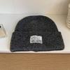 Sombrero de lana casual versátil estilo ins otoño e invierno 2024, gorro de parche tejido azul leche, cálido para circunferencia de cabeza grande, gorro para el frío