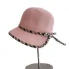 Chapéu de pescador fino com alça fina e laço, color block, estilo japonês, para mulheres, chapéu de malha respirável versátil de verão, chapéu bucket com proteção solar, moderno