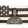 Suministro Transfronterizo Asap Mob's Rocky Bandera Estilo Blanco y Negro Raper Hip-Hop Banner de Fondo