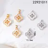 Cor Dourada Real 18K Zircônia de Preservação de Cor Inlaid Madrepérola Natural Trevo de Quatro Folhas Vintage Colar Pulseira Acessórios de Joias DIY de Alta Qualidade