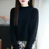 Suéter de malha feminino de gola semimang alta, corte solto, ready-to-wear transfronteiriço, novo suéter pullover de outono e inverno, versátil e popular
