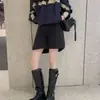 Ma Sichun mesmo estilo couro genuíno sola grossa estilo britânico fivela botas de cano médio enrugadas botas de montaria feminina salto grosso botas longas de motocicleta
