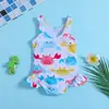 Traje de baño sin mangas para niños con estampado de donas, Traje de baño de una pieza tipo tank top estampado para niñas, Traje de baño para bebé niña, Comercio exterior transfronterizo 2027