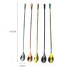 Aço inoxidável 304 colher de bar de cabo longo com cabeça dupla colher para milk tea café colher para salada de frutas colher de mistura para bar