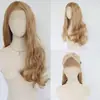 Venta directa de fábrica cabello largo rizado de onda grande color café encaje frontal 13*4 fibra sintética de alta temperatura peluca tocado