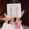 Pendientes Versátiles de Plata 925 con Circonita de Lujo Ligero, Pendientes de Botón de Moda de Alta Gama, Temperamento Femenino, Estilo Caliente, Accesorios para las Orejas con Borla, Venta al por Mayor