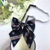 Gravata Borboleta Listrada Roxa para Mulheres Estilo Retro Japonês Decoração de Laço para Uniforme de Camisa de Estudante Estilo Faculdade Gravata Borboleta