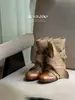 Botas Martin vintage de piel de oveja con lazo, punta redonda, botas de moda para mujer de lona con cordones, suela plana, en stock
