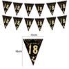 En stock 18 21 30 40 50 60 70 80 años decoración fiesta de cumpleaños negro dorado banderín de tirar banderín triangular