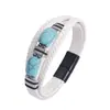 Pulsera de Cuero de Acero Inoxidable Pulsera de Cuero Turquesa Imitación de Moda Europea y Americana Tecnología de Tejido Multicolores Opcionales Suministro Directo de Fábrica