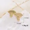 Base para Brinco DIY em Ouro 14K Banhado com Formato de Leque Gota d'Água Flor de Quatro Folhas para Brincos com Base de Jade Incrustada e Materiais de Madrepérola