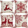Funda de almohada navideña más vendida transfronteriza con estampado festivo de Papá Noel, funda de almohada para decoración del hogar, venta al por mayor directa del fabricante