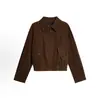 Chaqueta bordada retro de pana con hombros caídos 2026 nueva moda otoño e invierno para mujer chaqueta corta holgada top moderno