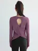 Cubierta de Yoga para Mujer Espalda Descubierta Manga Larga Hermosa Espalda Top Deportivo Pantalones Tiburón Levantamiento de Glúteos Conjunto Ropa de Abrigo de Otoño
