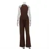 Traje Sexy Caliente de Chica Europea y Americana para Mujer 2025 Verano Nuevo Top de Tirantes Espalda Descubierta con Cordones Pantalones Sueltos Conjunto de Dos Piezas