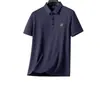 Traje Casual de Verão para Homens de Meia-Idade Camiseta Masculina de Seda Gelada de Manga Curta com Gola Polo + Calça Casual Traje de Duas Peças para o Pai