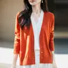 Conjunto de Tricô Duas Peças Feminino Outono Inverno Novo Lã Fina Cardigã Gola V Manga Longa Colete Camiseta Camiseta Regata Tendência