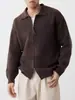 Moda Tendencia Estilo Casual Simple 2026 Otoño Nueva Llegada Cremallera Cardigan de Punto para Hombre Solapa Suéter Holgado Abrigo de Punto