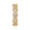 Anillo Pequeño de Flor de Ciruelo Azúcar Hielo Estilo Europeo y Americano Transfronterizo, Anillo Hip-Hop Bañado en Oro Real con Circonia Cúbica Completa, Al por Mayor en Stock