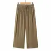 Especial2026 Tallas Grandes Mujer Verano Nuevo Simple Versátil Adelgazante Ligero Tencel Lino Pantalones Curvos 0493