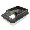 Caixa de Areia para Gatos Semi-Fechada, Aço Inoxidável, Extra Grande, Anti-respingo, Design Anti-espalhamento, Vaso Sanitário para Gatos Elevado e Espessado