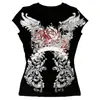 Camiseta de moda de verano para mujer, estilo americano retro, ajuste ceñido, manga corta, con estampado INS, venta al por mayor, entallada en la cintura, moda de verano para chicas populares transfronterizas