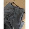 Altamente Recomendado! Calça Banana Cinza Texturizada de Cintura Estreita Curva para Mulheres, Calça de Moletom Casual Solta Estilo Preguiçoso