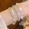 ¡Flash Fantasma Marea Flotante! Pulsera de Perlas con Cuentas de Doble Capa y Circonita Cuadrada Estilo Francés de Lujo Ligero Pulsera de Tacto de Alta Gama Joyería de Mano para Mujer