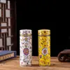 Taza térmica de cerámica de doble capa con tapa taza de oficina color esmalte con asa taza de cerámica taza de negocios taza de regalo logo al por mayor