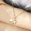 Collar de venta caliente nuevo para mujer con concha de amor, flor de cuatro hojas, moda, corazón a corazón, cadena de clavícula de concha con aceite, venta al por mayor