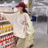 Sudadera de mujer con cuello redondo, sin capucha, nuevo estilo 2026, popular para primavera y otoño, negra, forrada de felpa para otoño e invierno, corte holgado, top de manga larga