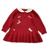Vestido Navideño para Niña para Otoño e Invierno, Vestido de Princesa Tejido para Niños, Atuendo de Invierno para Fiesta de Primer Cumpleaños de Bebé de Un Año