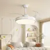 Lâmpada Ventilador Inteligente por Voz Lâmpada de Sala de Estar Ventilador de Teto Simples Moderno Invisível Restaurante Quarto Ventilador Elétrico LED Lustre