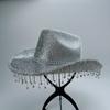 Chapéu de Cowboy Ocidental com Laço Transfronteiriço, Estrela, Pérola, Strass, Borla, Chapéu Casual para Festa