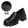 Uma geração de mocassins de salto alto sapatos femininos novos para primavera e outono sapatos de couro pequenos de salto grosso sapatos de trabalho confortáveis de sola macia