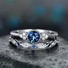 Anillo Sanjie Europeo y Americano Wish nueva moda todo-partido circón anillo de mujer cobre plateado micro-incrustado anillo de esmeralda