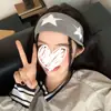 Faixa de Cabeça de Tricô com Estrela de Cinco Pontas Estilo Retrô Americano com Aba Larga Estilo Coreano Simples Street Casual Faixa de Cabeça Esportiva