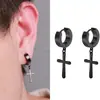 Pendientes de Acero Inoxidable con Cruz de Venta Caliente Europeos y Americanos, Pendientes Cortos de Acero de Titanio Estilo Punk Simples y Versátiles y Pendientes
