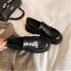 Versión de Piel de VacaOferta Especial~Mocasines Slip-On de Suela Gruesa Estilo Retro Británico Deteriorado para Mujer