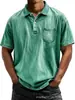 2026 Sitio Independiente de Amazon Transfronterizo Camisa Polo Casual Versátil de Manga Corta con Botones 100% Algodón para Hombre