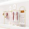 Perchero de exhibición de ropa, perchero de pared para tienda de ropa de mujer, perchero dorado