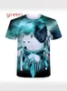 2024 Venda Quente Transfronteiriça Estilo Quente Camiseta Estampada Cool Masculina/Feminina Manga Curta Moda Camiseta com Estampa Digital 3D de Lobo