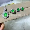 Set de Incrustación de Jade Hielo de Alta Calidad, Anillo de Ágata, Aretes Hielo Transparente Huevo de Paloma, Anillo Ajustable, Oferta Especial de Transmisión en Vivo
